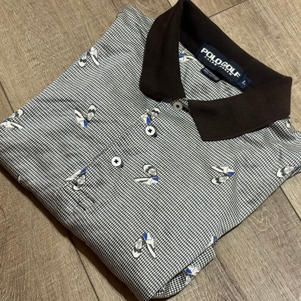 POLO GOLF Ralph Lauren Short Sleeve Shoe Print Polo Men's Large